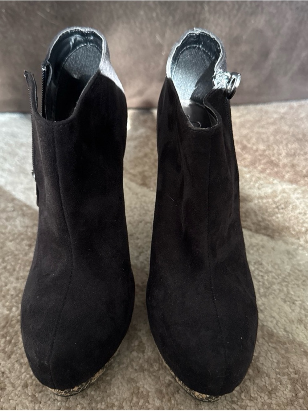 sofia by sofia vergara Black Suede Platform Ankle Boots